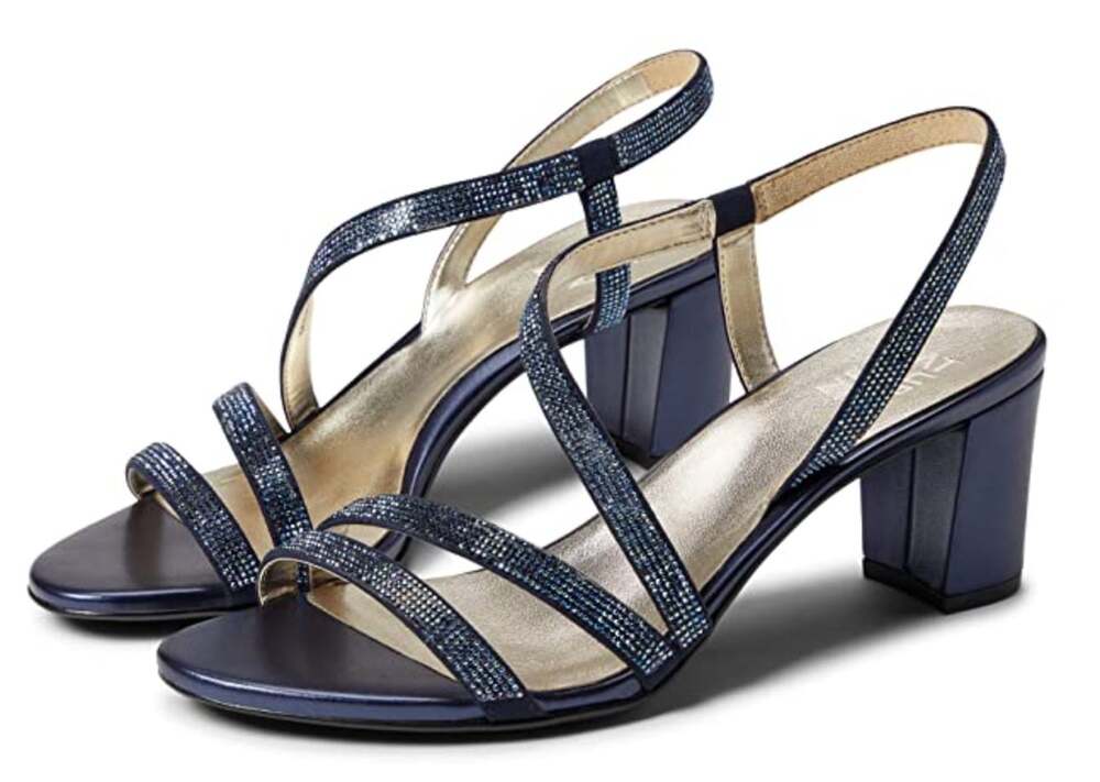 Naturalizer Womens Vanessa Heeled Sandals Size 10 Navy Blue Suede Rhinestone NIB